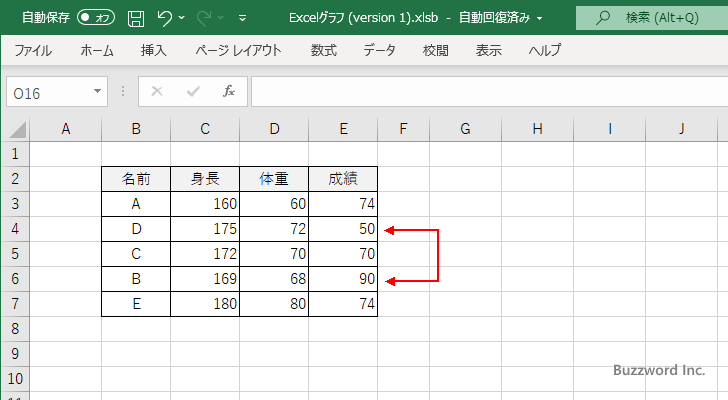 元データを並び替えて円の重なる順番を変更する(1)